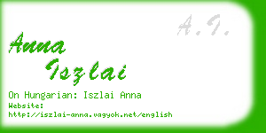 anna iszlai business card